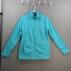 Lands' End Jacket Womens Fleece Zip Front Jacket Peacock Teal Size Medium